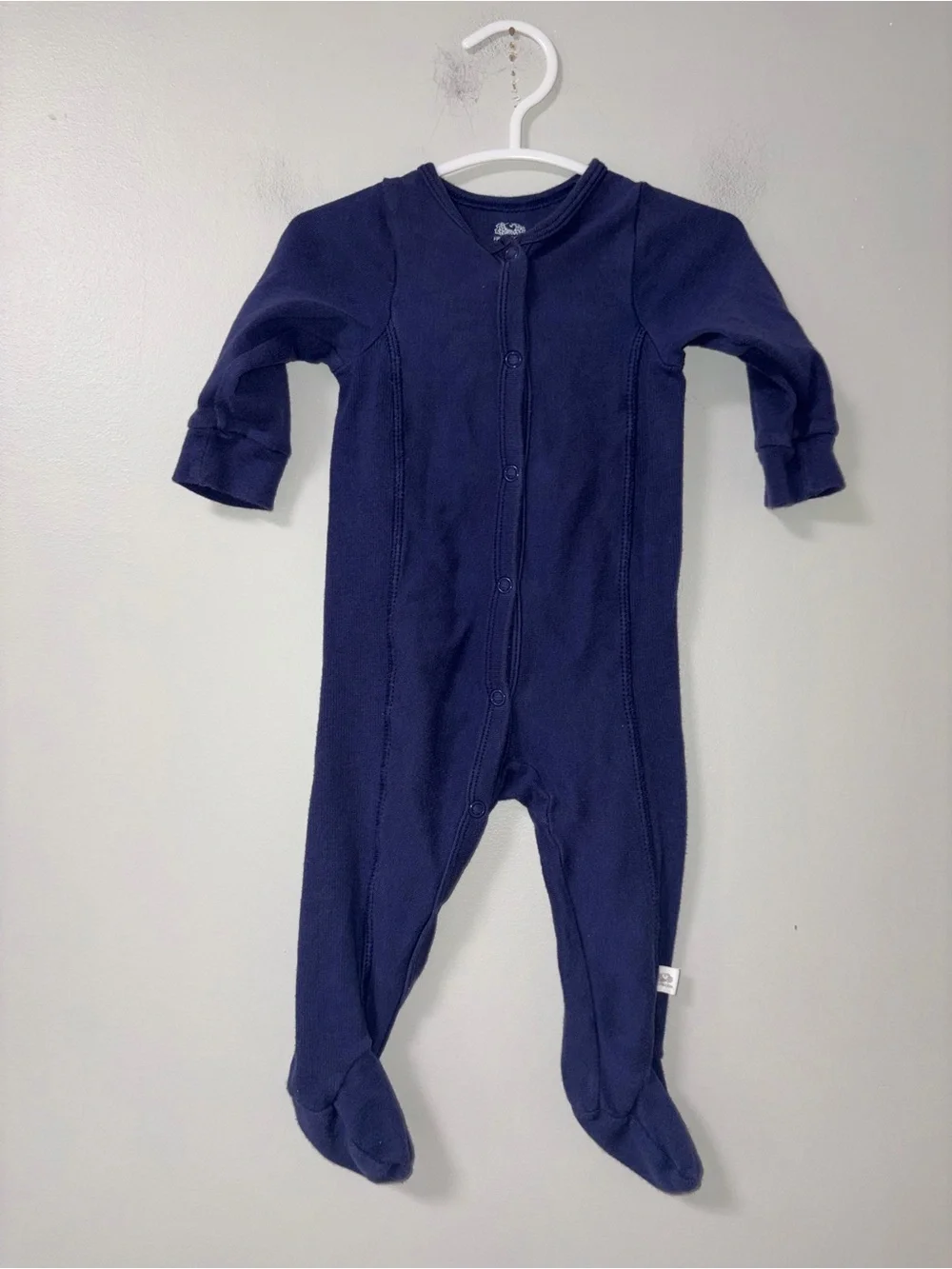 Fruit of the Loom‎ Navy Snap Footie Sleeper Boys 0-6M